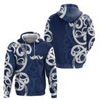 New Zealand Maori Mo Bros Hoodie Blue Ribbon With Koru Kowhaiwhai - Aussie Hoodie