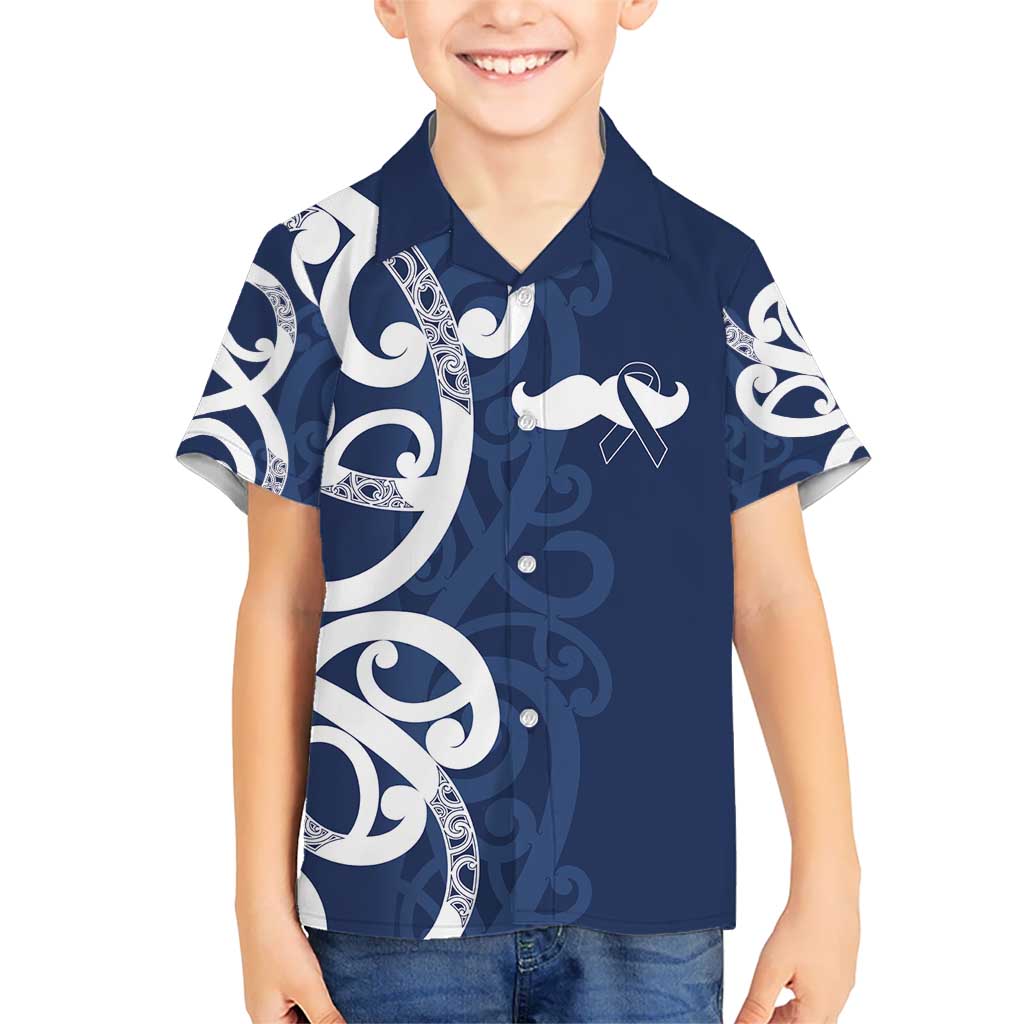 New Zealand Maori Mo Bros Kid Hawaiian Shirt Blue Ribbon With Koru Kowhaiwhai - Aussie Hoodie