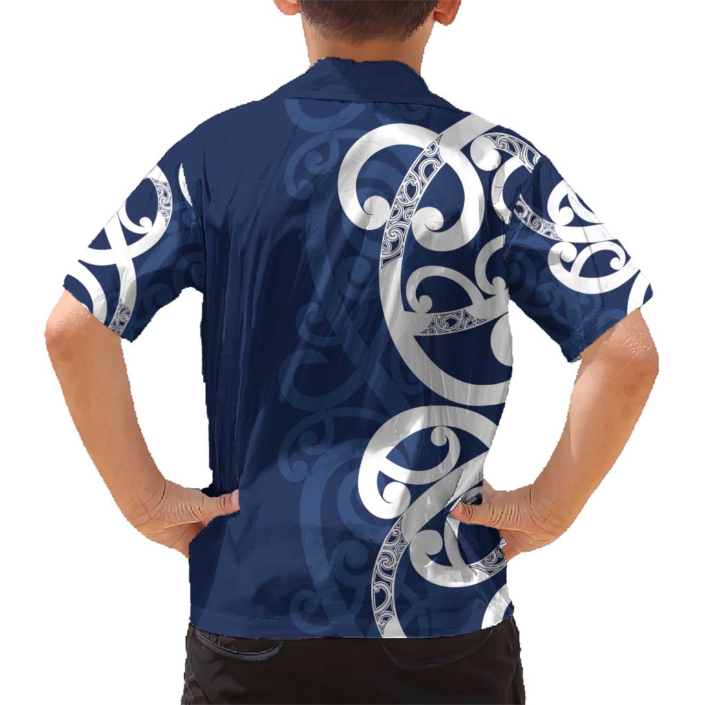 New Zealand Maori Mo Bros Kid Hawaiian Shirt Blue Ribbon With Koru Kowhaiwhai - Aussie Hoodie