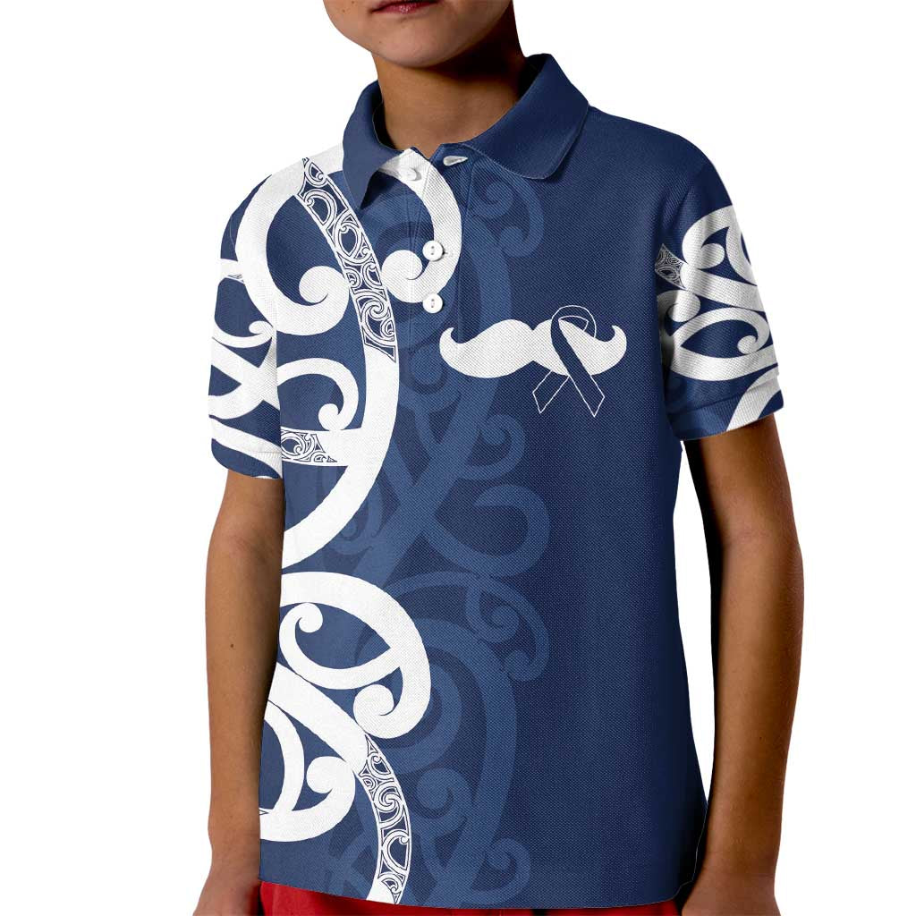 New Zealand Maori Mo Bros Kid Polo Shirt Blue Ribbon With Koru Kowhaiwhai - Aussie Hoodie