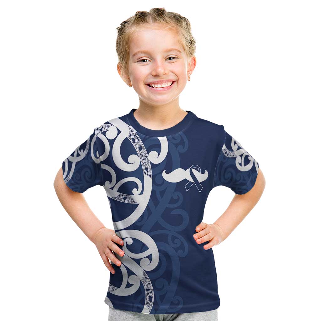 New Zealand Maori Mo Bros Kid T Shirt Blue Ribbon With Koru Kowhaiwhai - Aussie Hoodie