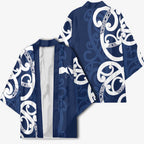 New Zealand Maori Mo Bros Kimono Blue Ribbon With Koru Kowhaiwhai - Aussie Hoodie