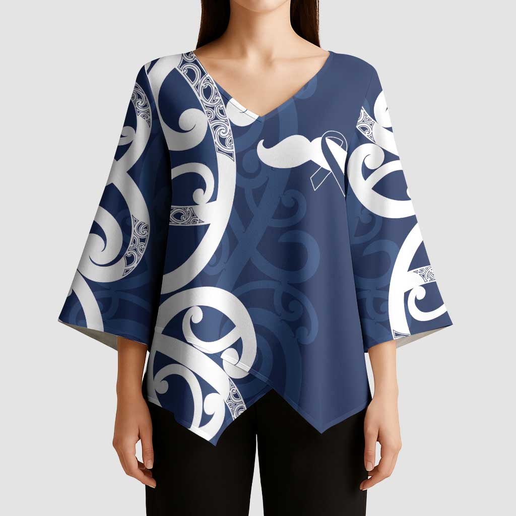New Zealand Maori Mo Bros Kimono Sleeve Blouse Blue Ribbon With Koru Kowhaiwhai - Aussie Hoodie