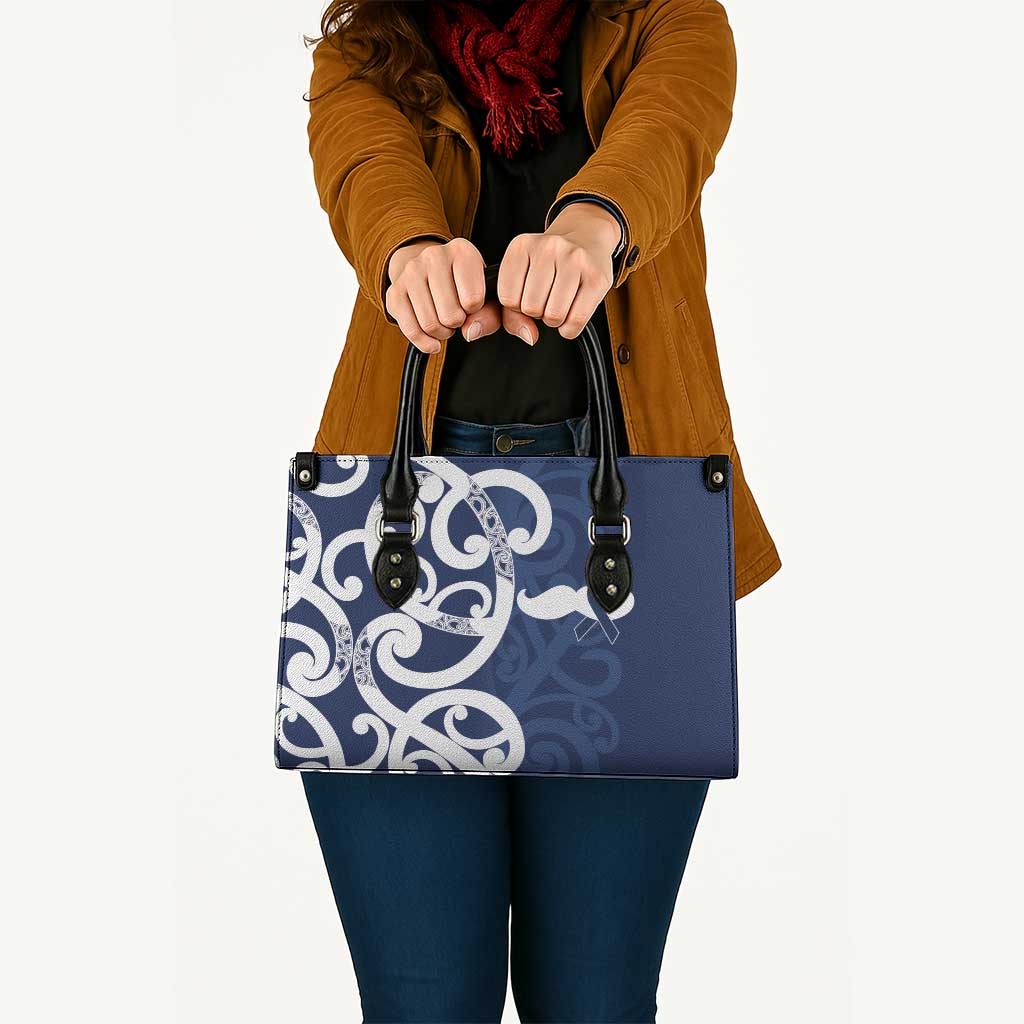 New Zealand Maori Mo Bros Leather Bag Blue Ribbon With Koru Kowhaiwhai - Aussie Hoodie