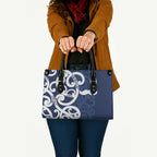 New Zealand Maori Mo Bros Leather Bag Blue Ribbon With Koru Kowhaiwhai - Aussie Hoodie