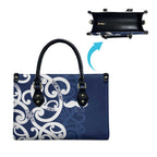 New Zealand Maori Mo Bros Leather Bag Blue Ribbon With Koru Kowhaiwhai - Aussie Hoodie
