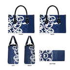 New Zealand Maori Mo Bros Leather Bag Blue Ribbon With Koru Kowhaiwhai - Aussie Hoodie