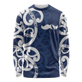 New Zealand Maori Mo Bros Long Sleeve Shirt Blue Ribbon With Koru Kowhaiwhai - Aussie Hoodie