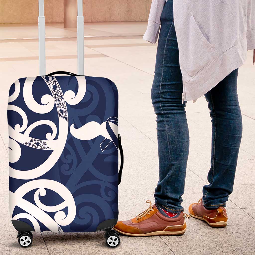 New Zealand Maori Mo Bros Luggage Cover Blue Ribbon With Koru Kowhaiwhai - Aussie Hoodie