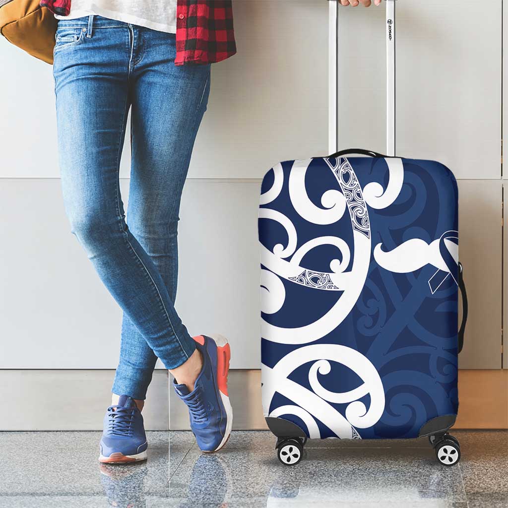 New Zealand Maori Mo Bros Luggage Cover Blue Ribbon With Koru Kowhaiwhai - Aussie Hoodie