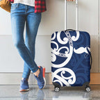 New Zealand Maori Mo Bros Luggage Cover Blue Ribbon With Koru Kowhaiwhai - Aussie Hoodie