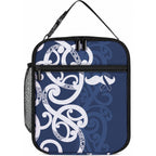 New Zealand Maori Mo Bros Lunch Bag Blue Ribbon With Koru Kowhaiwhai