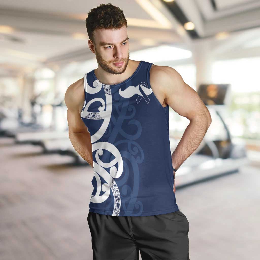 New Zealand Maori Mo Bros Men Tank Top Blue Ribbon With Koru Kowhaiwhai - Aussie Hoodie