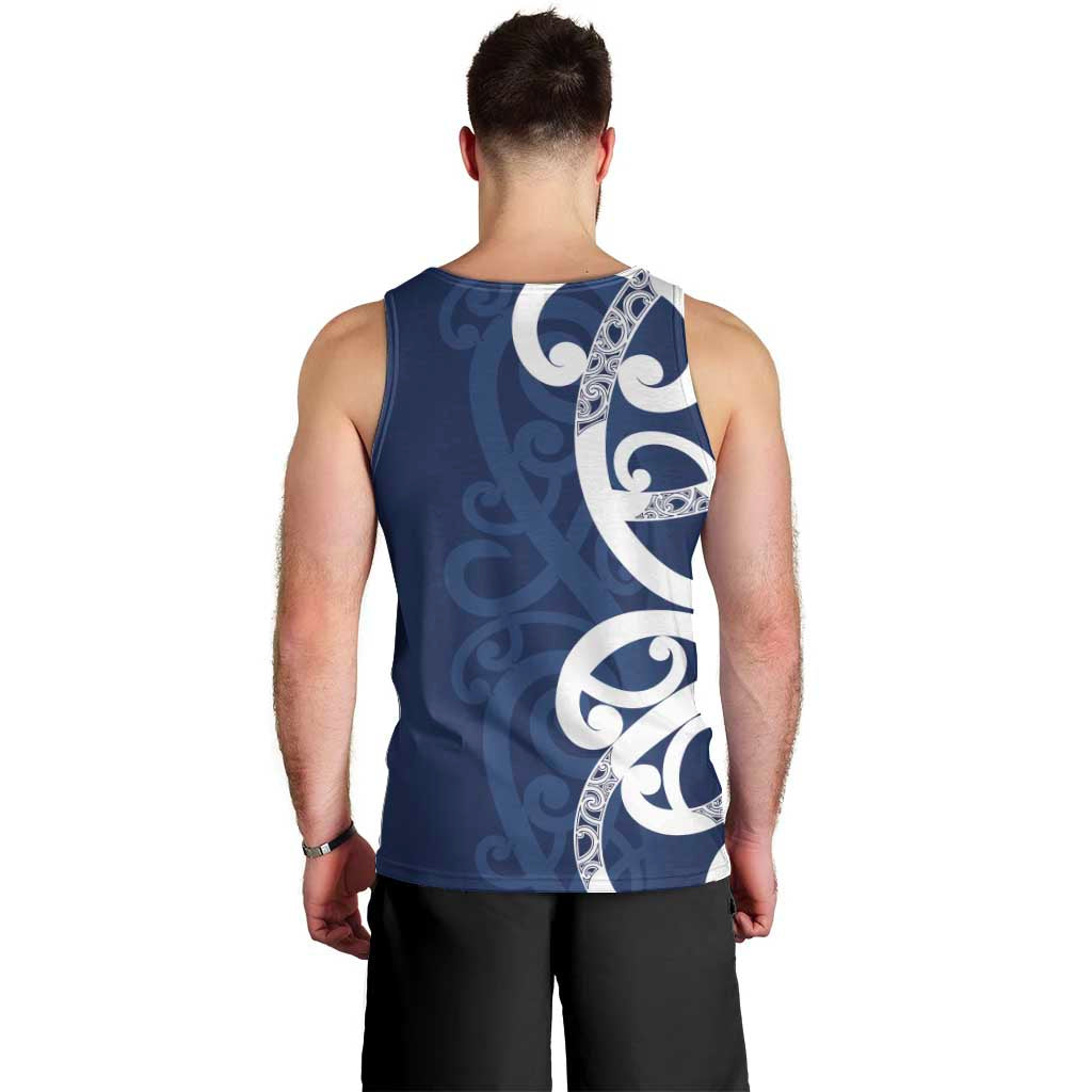 New Zealand Maori Mo Bros Men Tank Top Blue Ribbon With Koru Kowhaiwhai - Aussie Hoodie