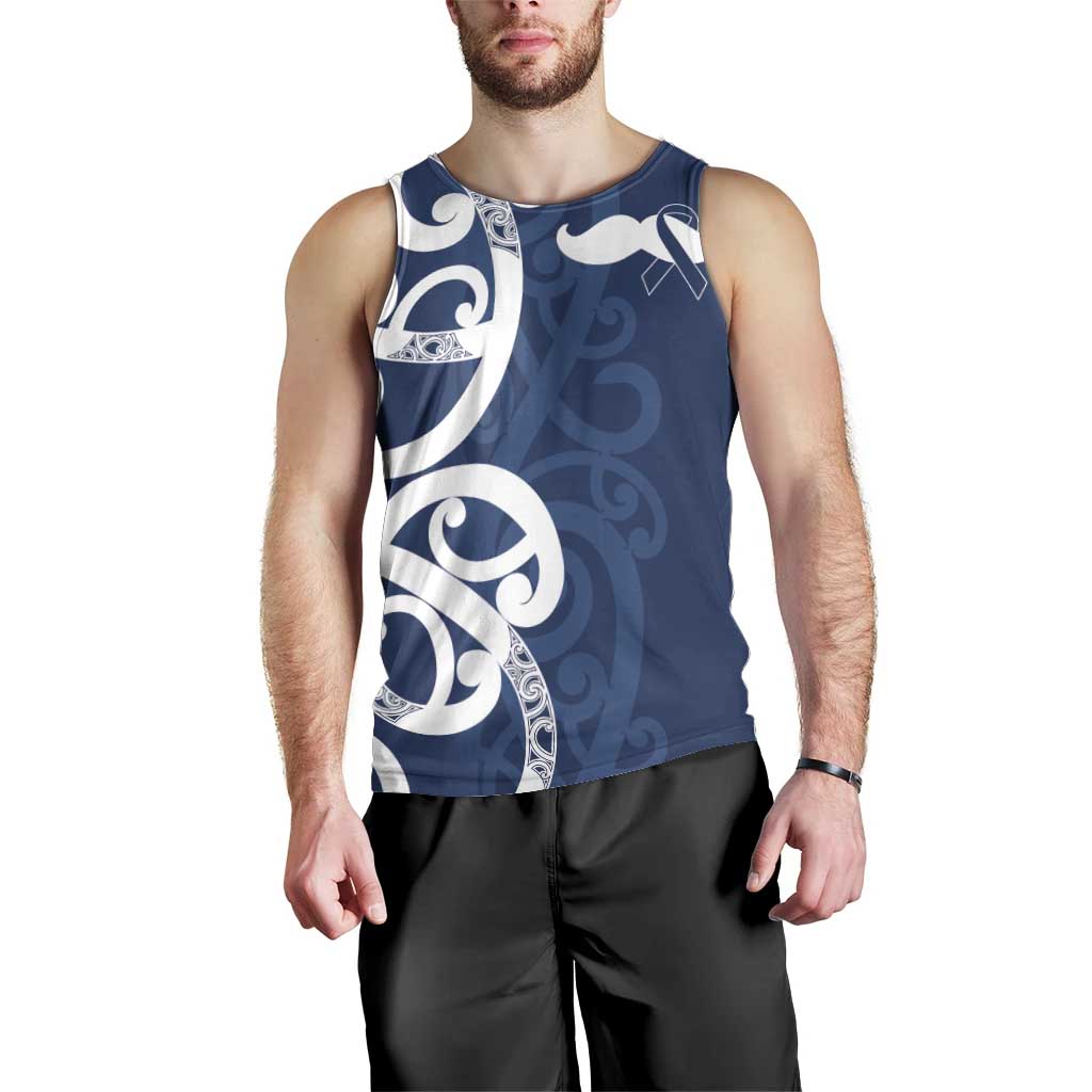 New Zealand Maori Mo Bros Men Tank Top Blue Ribbon With Koru Kowhaiwhai - Aussie Hoodie