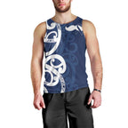 New Zealand Maori Mo Bros Men Tank Top Blue Ribbon With Koru Kowhaiwhai - Aussie Hoodie