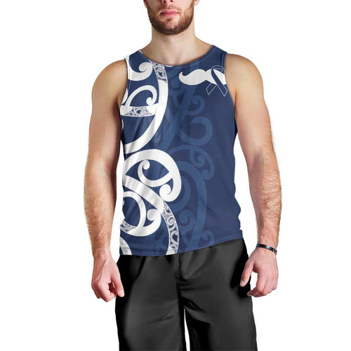 New Zealand Maori Mo Bros Men Tank Top Blue Ribbon With Koru Kowhaiwhai - Aussie Hoodie