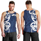 New Zealand Maori Mo Bros Men Tank Top Blue Ribbon With Koru Kowhaiwhai - Aussie Hoodie
