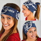 New Zealand Maori Mo Bros Neck Gaiter Blue Ribbon With Koru Kowhaiwhai - Aussie Hoodie