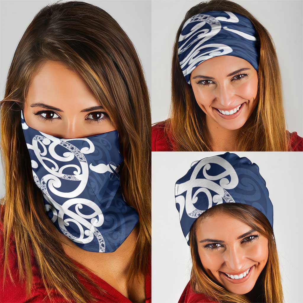 New Zealand Maori Mo Bros Neck Gaiter Blue Ribbon With Koru Kowhaiwhai - Aussie Hoodie