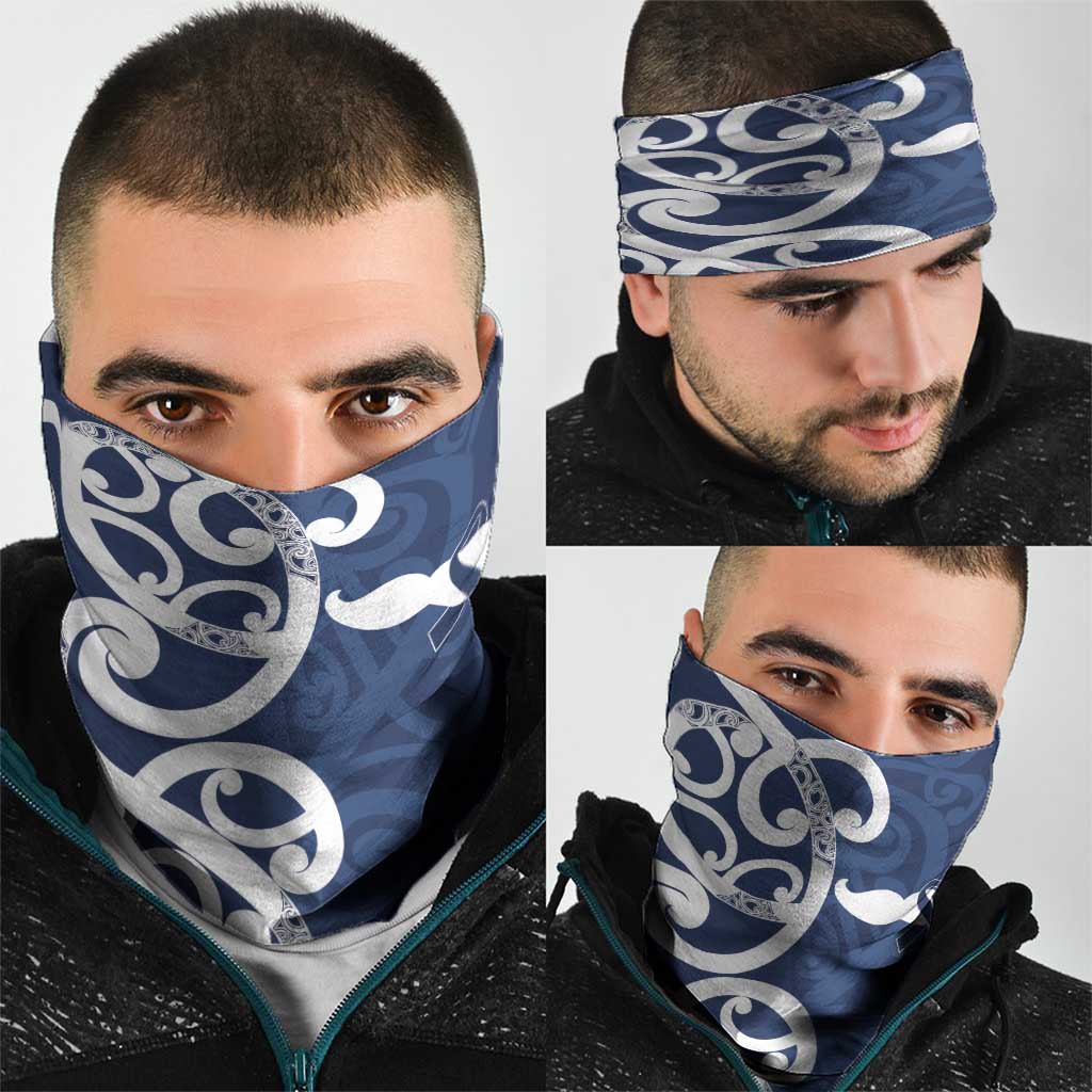New Zealand Maori Mo Bros Neck Gaiter Blue Ribbon With Koru Kowhaiwhai - Aussie Hoodie