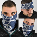 New Zealand Maori Mo Bros Neck Gaiter Blue Ribbon With Koru Kowhaiwhai - Aussie Hoodie