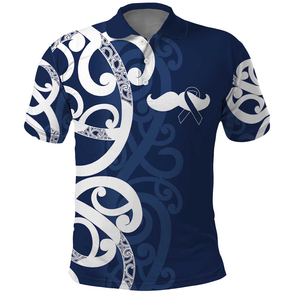 New Zealand Maori Mo Bros Polo Shirt Blue Ribbon With Koru Kowhaiwhai - Aussie Hoodie