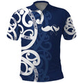 New Zealand Maori Mo Bros Polo Shirt Blue Ribbon With Koru Kowhaiwhai - Aussie Hoodie