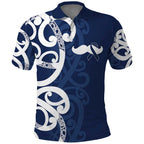 New Zealand Maori Mo Bros Polo Shirt Blue Ribbon With Koru Kowhaiwhai - Aussie Hoodie