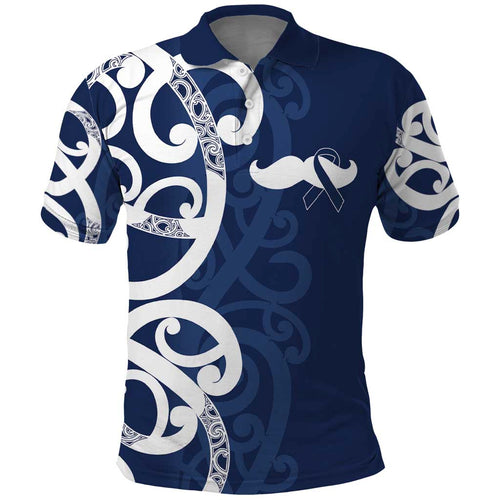 New Zealand Maori Mo Bros Polo Shirt Blue Ribbon With Koru Kowhaiwhai - Aussie Hoodie