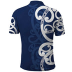New Zealand Maori Mo Bros Polo Shirt Blue Ribbon With Koru Kowhaiwhai - Aussie Hoodie
