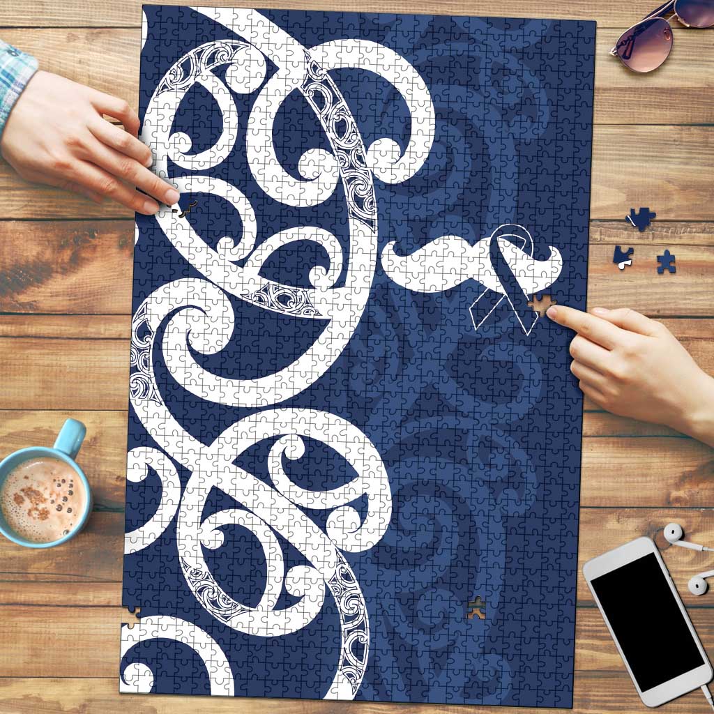 New Zealand Maori Mo Bros Puzzle Blue Ribbon With Koru Kowhaiwhai - Aussie Hoodie