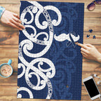 New Zealand Maori Mo Bros Puzzle Blue Ribbon With Koru Kowhaiwhai - Aussie Hoodie