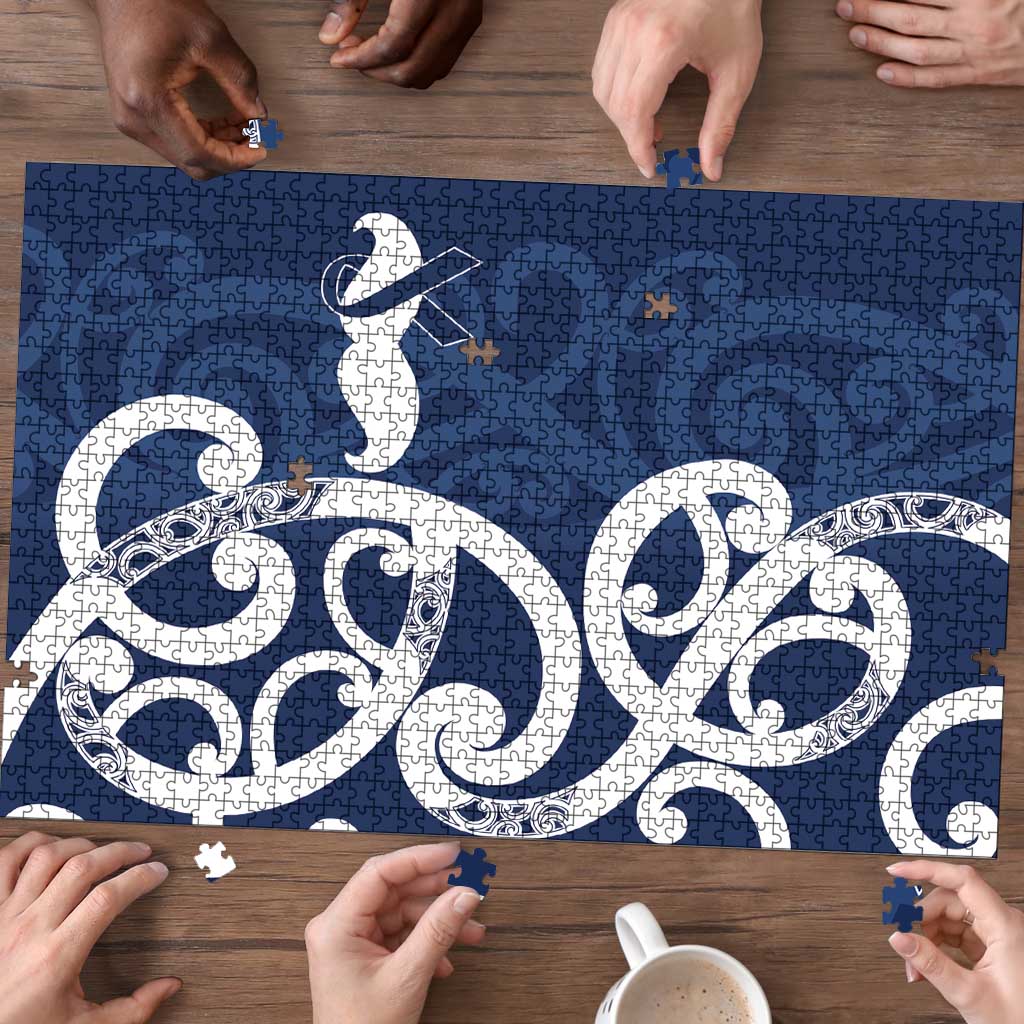 New Zealand Maori Mo Bros Puzzle Blue Ribbon With Koru Kowhaiwhai - Aussie Hoodie