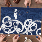 New Zealand Maori Mo Bros Puzzle Blue Ribbon With Koru Kowhaiwhai - Aussie Hoodie