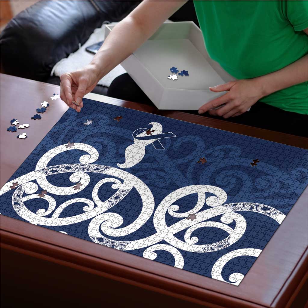 New Zealand Maori Mo Bros Puzzle Blue Ribbon With Koru Kowhaiwhai - Aussie Hoodie