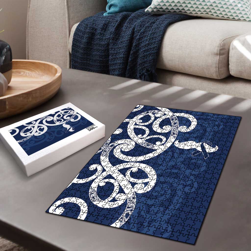 New Zealand Maori Mo Bros Puzzle Blue Ribbon With Koru Kowhaiwhai - Aussie Hoodie