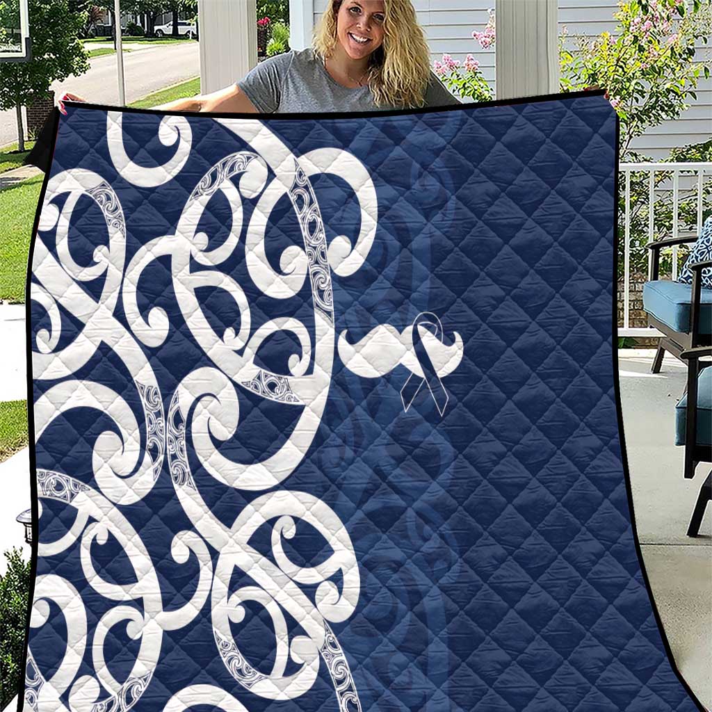 New Zealand Maori Mo Bros Quilt Blue Ribbon With Koru Kowhaiwhai - Aussie Hoodie
