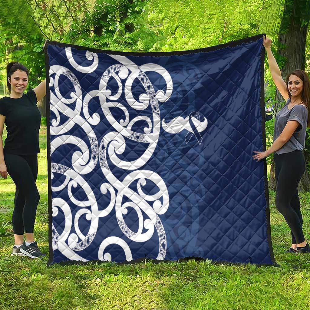 New Zealand Maori Mo Bros Quilt Blue Ribbon With Koru Kowhaiwhai - Aussie Hoodie