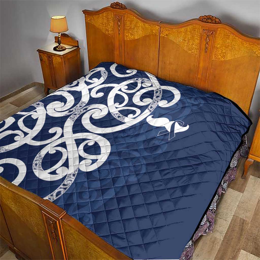 New Zealand Maori Mo Bros Quilt Blue Ribbon With Koru Kowhaiwhai - Aussie Hoodie
