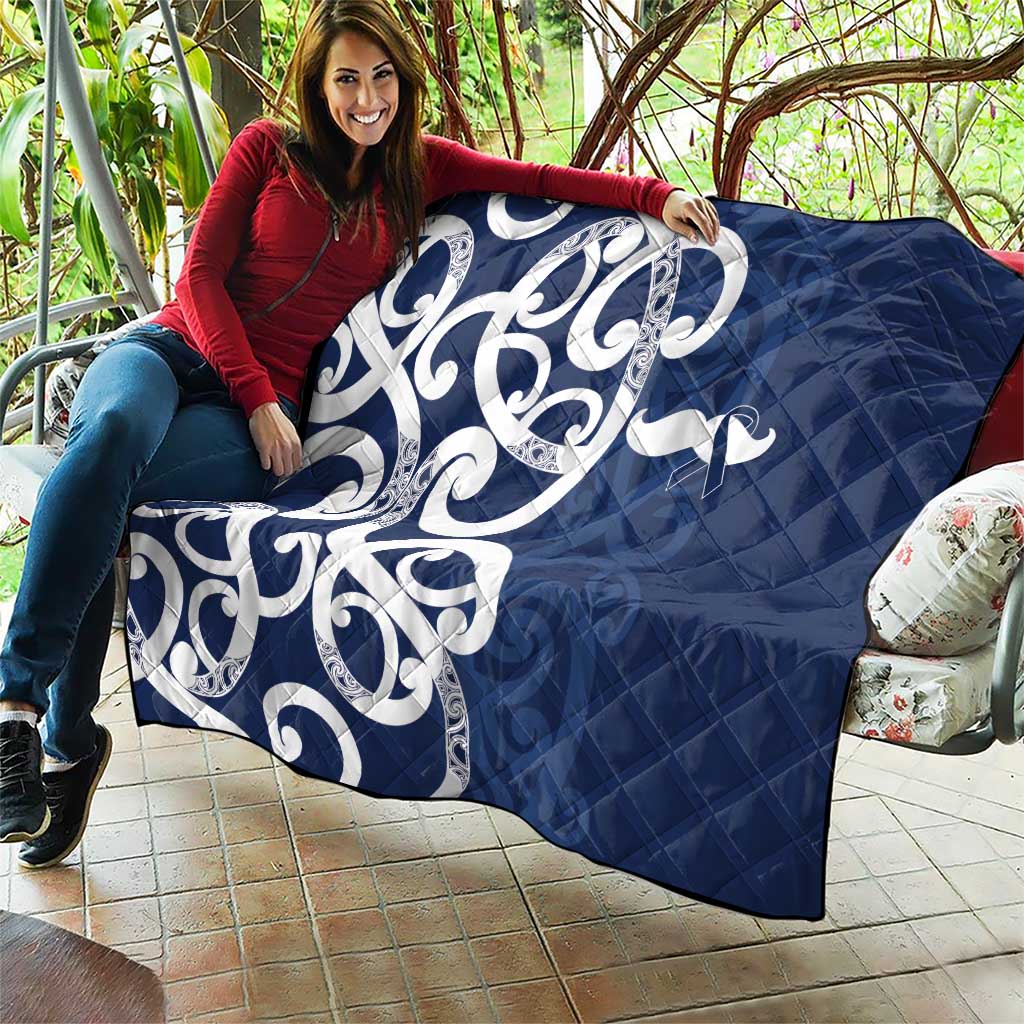 New Zealand Maori Mo Bros Quilt Blue Ribbon With Koru Kowhaiwhai - Aussie Hoodie