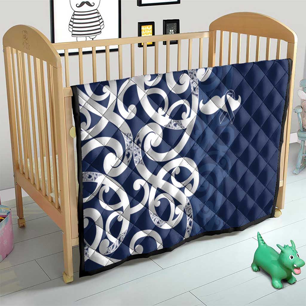 New Zealand Maori Mo Bros Quilt Blue Ribbon With Koru Kowhaiwhai - Aussie Hoodie