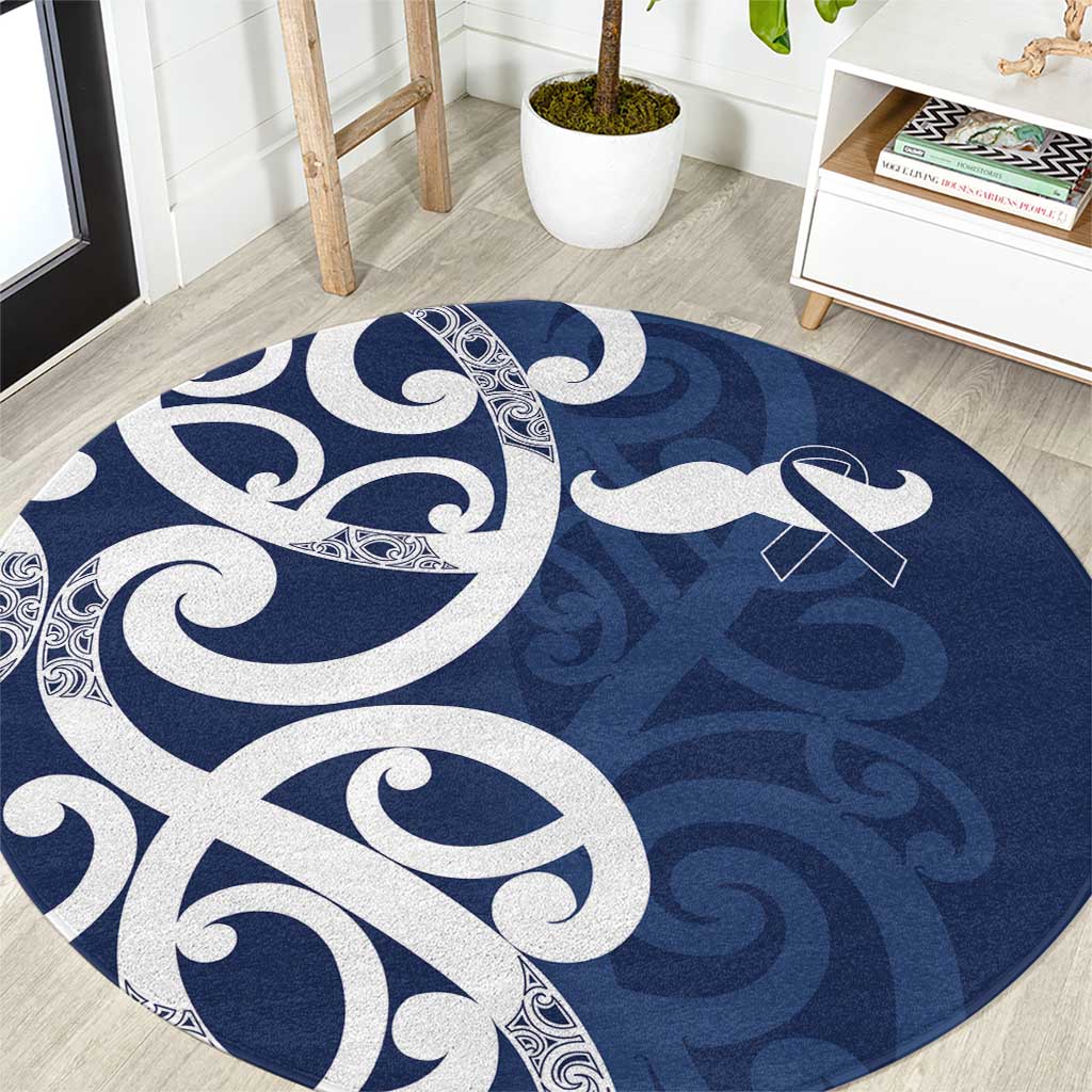 New Zealand Maori Mo Bros Round Carpet Blue Ribbon With Koru Kowhaiwhai - Aussie Hoodie