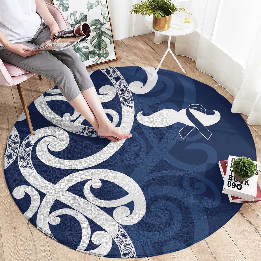 New Zealand Maori Mo Bros Round Carpet Blue Ribbon With Koru Kowhaiwhai - Aussie Hoodie