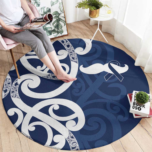 New Zealand Maori Mo Bros Round Carpet Blue Ribbon With Koru Kowhaiwhai - Aussie Hoodie