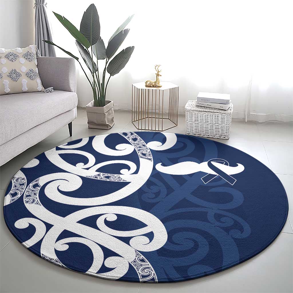 New Zealand Maori Mo Bros Round Carpet Blue Ribbon With Koru Kowhaiwhai - Aussie Hoodie