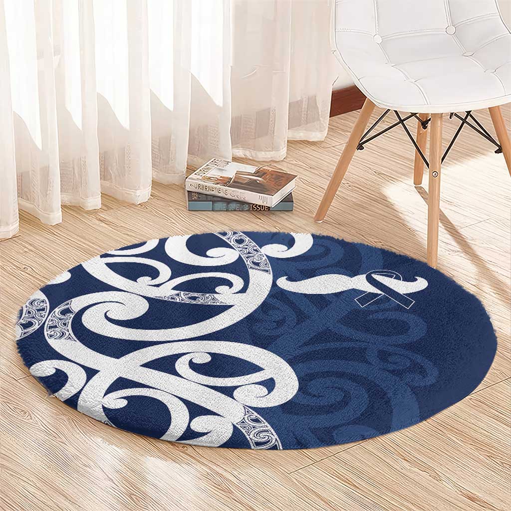 New Zealand Maori Mo Bros Round Carpet Blue Ribbon With Koru Kowhaiwhai - Aussie Hoodie