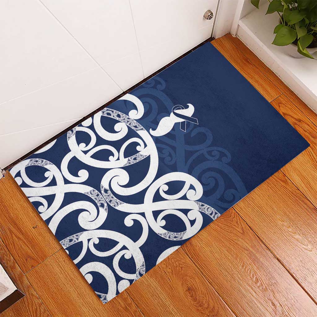 New Zealand Maori Mo Bros Rubber Doormat Blue Ribbon With Koru Kowhaiwhai - Aussie Hoodie