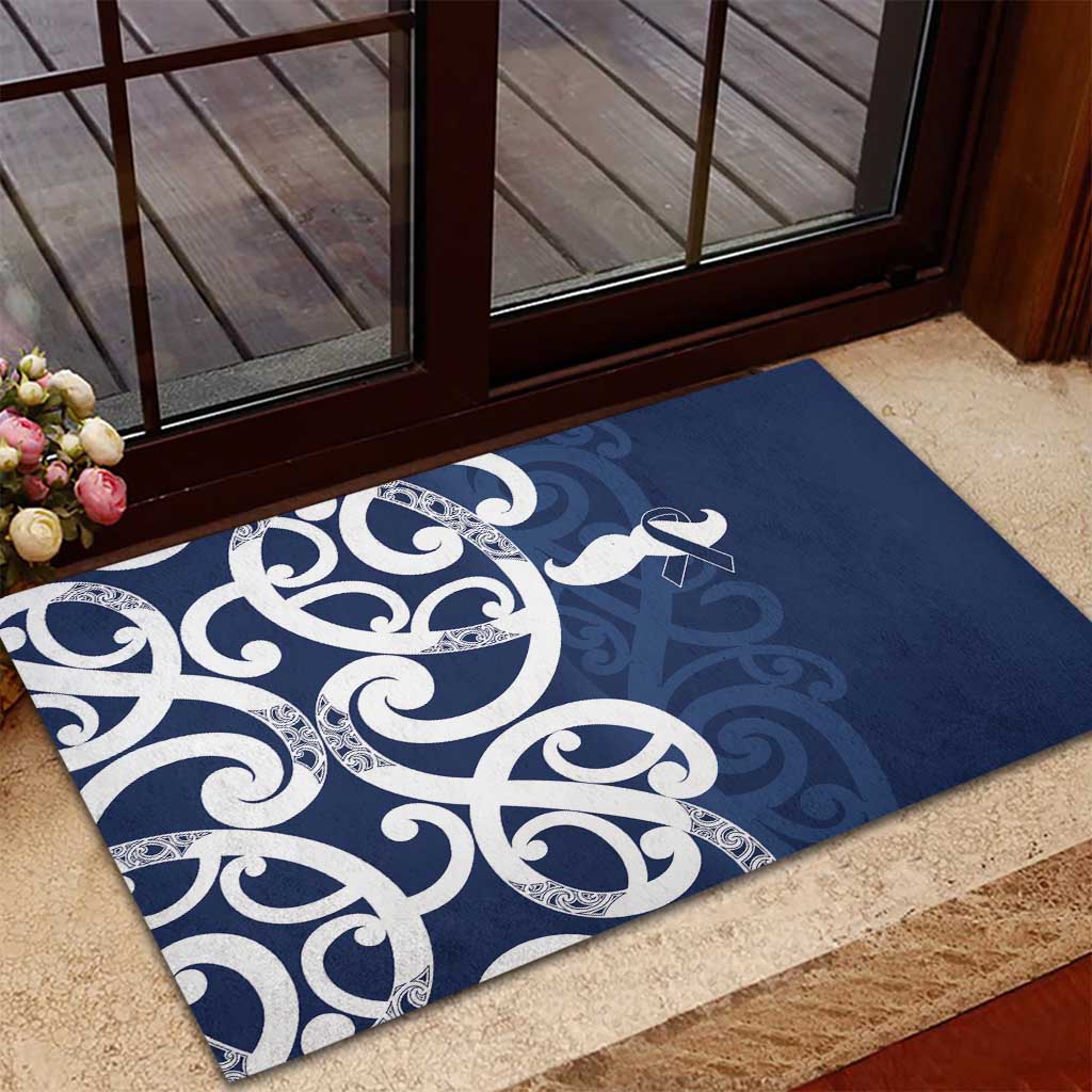 New Zealand Maori Mo Bros Rubber Doormat Blue Ribbon With Koru Kowhaiwhai - Aussie Hoodie