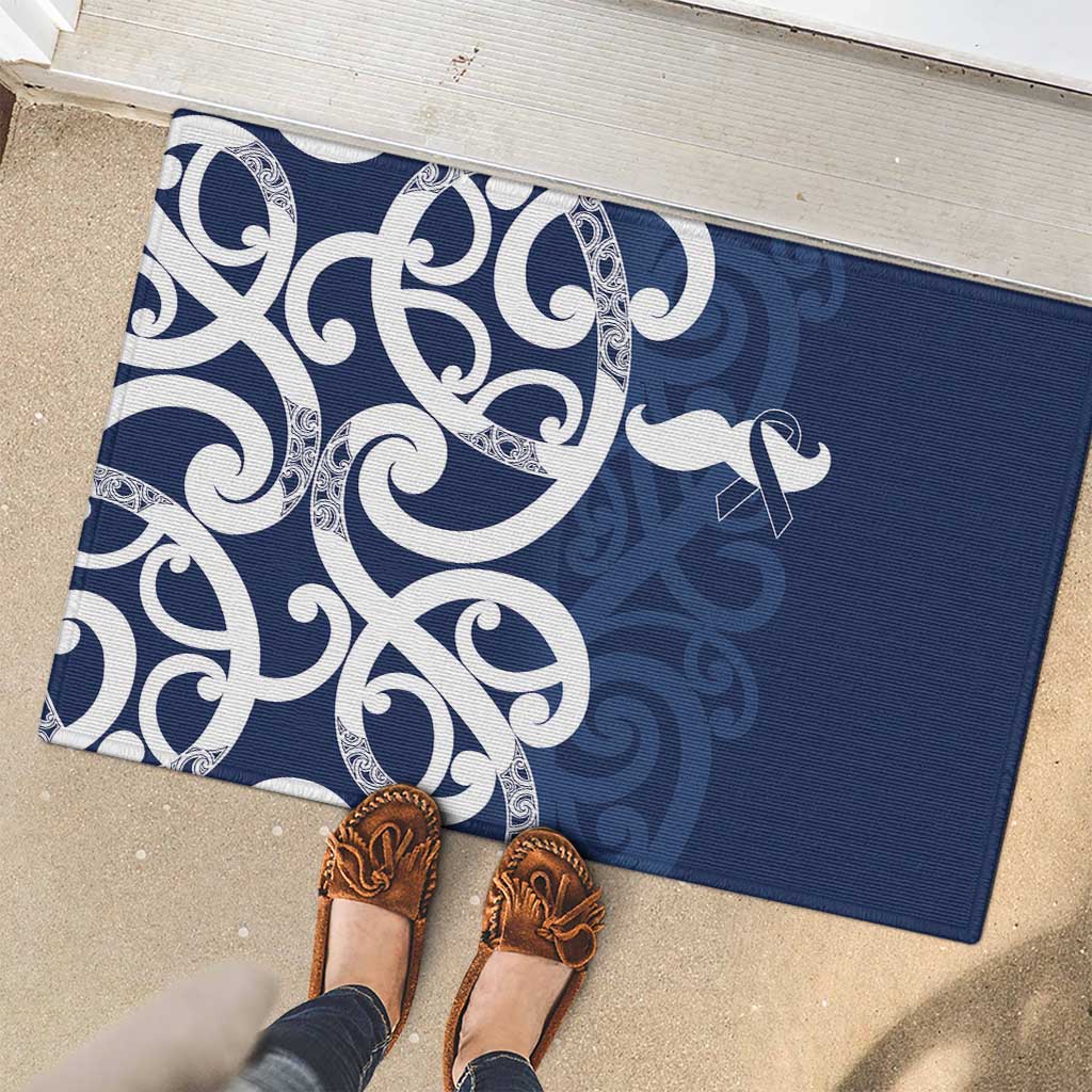 New Zealand Maori Mo Bros Rubber Doormat Blue Ribbon With Koru Kowhaiwhai - Aussie Hoodie